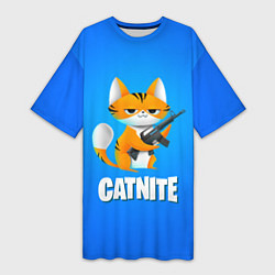 Футболка женская длинная Catnite, цвет: 3D-принт