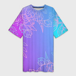 Женская длинная футболка Цветочный Градиент
