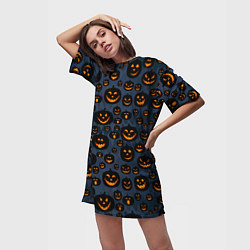 Футболка женская длинная HALLOWEEN, цвет: 3D-принт — фото 2