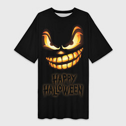 Футболка женская длинная Happy Halloween, цвет: 3D-принт