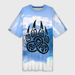 Женская длинная футболка Печать Велеса Волчья лапа
