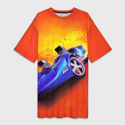 Футболка женская длинная Hot Wheels Хот Вилс, цвет: 3D-принт