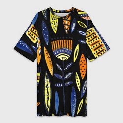 Футболка женская длинная Цветы фараона, цвет: 3D-принт