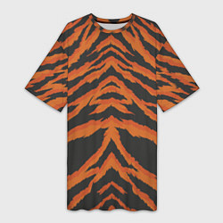 Женская длинная футболка Шкура тигра оранжевая