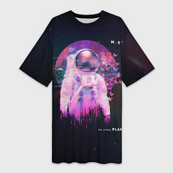 Женская длинная футболка Vaporwave Astral Astronaut Collage