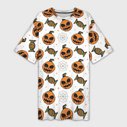 Женская длинная футболка Patern Halloween 26