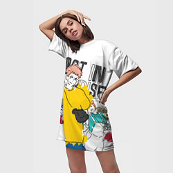 Футболка женская длинная Итадори Юдзи - Jujutsu Kaisen, цвет: 3D-принт — фото 2