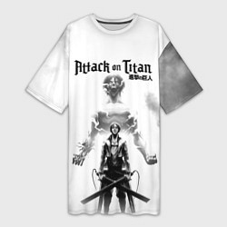 Женская длинная футболка Эрен и Титан Атака титанов
