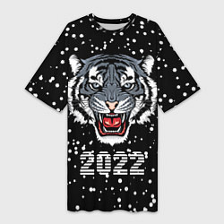 Женская длинная футболка Черный водяной тигр 2022