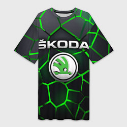 Женская длинная футболка Skoda 3D плиты с подсветкой
