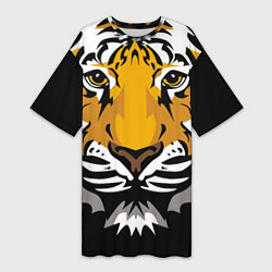Женская длинная футболка Суровый взгляд тигра