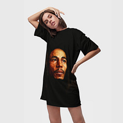 Футболка женская длинная Bob Marley Art, цвет: 3D-принт — фото 2