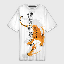 Женская длинная футболка Китайский тигр
