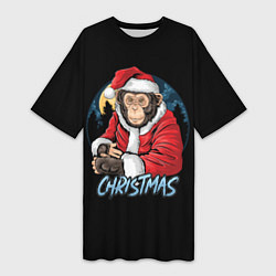 Женская длинная футболка CHRISTMAS обезьяна