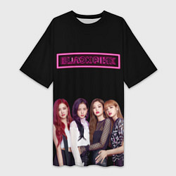 Футболка женская длинная BLACKPINK NEON, цвет: 3D-принт