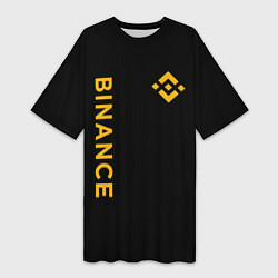 Футболка женская длинная БИНАНС ЛОГО КАРБОН BINANCE LOGO, цвет: 3D-принт