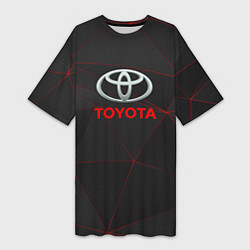 Футболка женская длинная Toyota Тонкие линии неона, цвет: 3D-принт