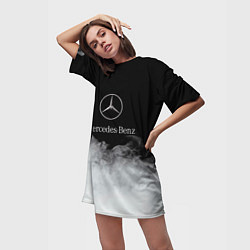Футболка женская длинная Mercedes-Benz Облака, цвет: 3D-принт — фото 2