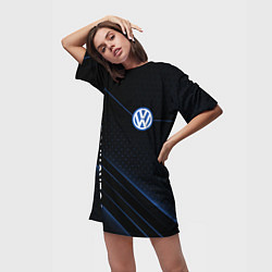 Футболка женская длинная Volkswagen, sport, цвет: 3D-принт — фото 2