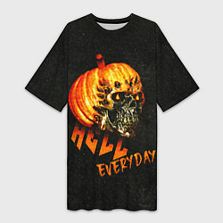 Женская длинная футболка Helloween череп тыква scull pumkin