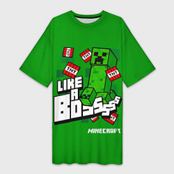 Женская длинная футболка LIKE A BOSS Minecraft Creepe