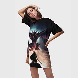 Футболка женская длинная Да начнётся битва, цвет: 3D-принт — фото 2