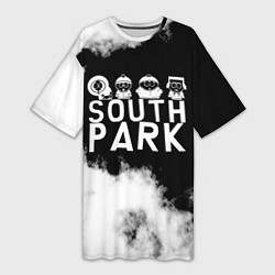 Женская длинная футболка Все пацаны на черном фоне Южный Парк
