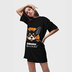 Футболка женская длинная Чихуахуа Chihuahua, цвет: 3D-принт — фото 2