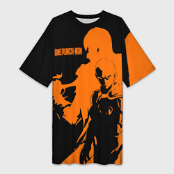 Женская длинная футболка Сайтама образ в силуэте One Punch-Man