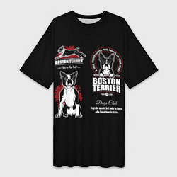 Женская длинная футболка Бостон-Терьер Boston Terrier