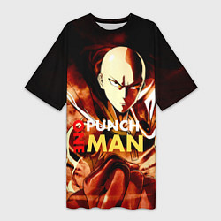 Женская длинная футболка Огненный Сайтама One Punch-Man