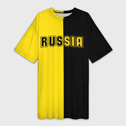Женская длинная футболка Россия черно желтое RUSSIA - BORUSSIA