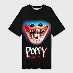 Футболка женская длинная Poppy Playtime: Huggy Wuggy, цвет: 3D-принт