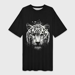 Женская длинная футболка Черно-Белый Тигр Head