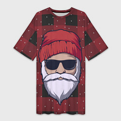 Футболка женская длинная SANTA HIPSTER САНТА ХИПСТЕР, цвет: 3D-принт