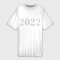 Футболка женская длинная Новый Год 2022 - New Year 2022, цвет: 3D-принт