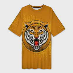 Женская длинная футболка Голова свирепого тигра