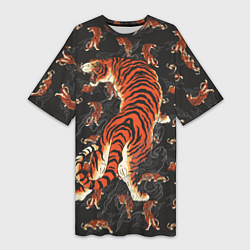 Женская длинная футболка Тигр-хищник