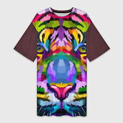 Женская длинная футболка Морда тигра крупным планом