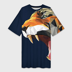 Женская длинная футболка Пасть тигра в мозаике