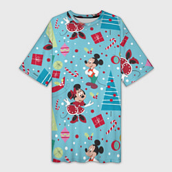 Женская длинная футболка Mickey and Minnie pattern