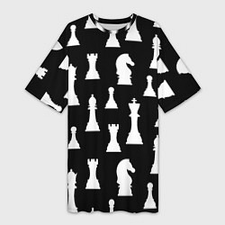 Женская длинная футболка Белые шахматные фигуры