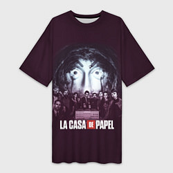 Женская длинная футболка БУМАЖНЫЙ ДОМ ПЕРСОНАЖИ - LA CASA DE PAPEL