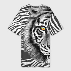 Женская длинная футболка Голова тигра 22