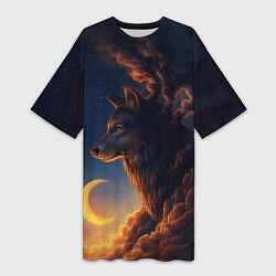 Женская длинная футболка Ночной Волк Night Wolf