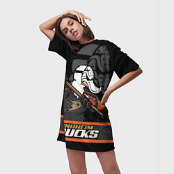 Футболка женская длинная Анахайм Дакс, Anaheim Ducks, цвет: 3D-принт — фото 2