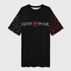 Футболка женская длинная GOD OF WAR LOGO, РУНЫ, цвет: 3D-принт