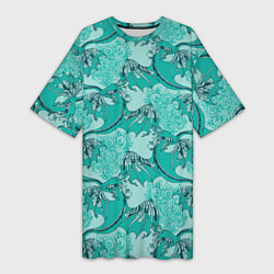 Футболка женская длинная Китайские дракончики, цвет: 3D-принт