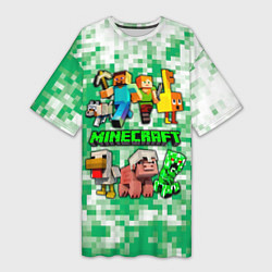 Женская длинная футболка Minecraft персонажи мобы
