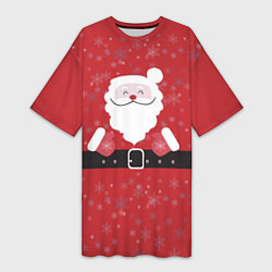 Женская длинная футболка Санта Клаус со снежинками